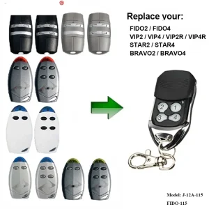 for fido2 fido4 vip2 vip4 vip2r vip4r star2 star4 bravo2 bravo4 garage door remote 433.92 mhz rolling code 1